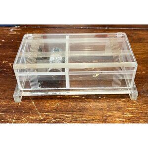 Thorens Clear Lucite Music Trinket Box Made In Switzerland Vintage Decorative Pi